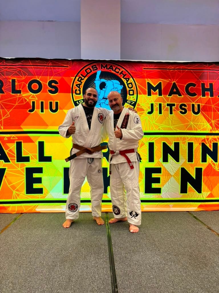 Dhavid Antunez with Master Carlos Machado at a Machado training weekend